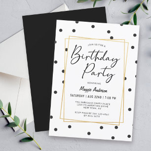 Invitation Fête d'anniversaire aux pois confettis tendance