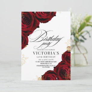 Invitation Fête d'anniversaire aux roses élégantes
