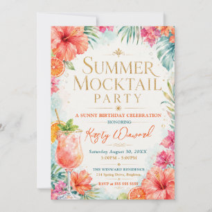 Invitation Fête d'anniversaire avec cocktail sans alcool d'ét