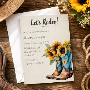 Invitation Fête d'anniversaire avec des bottes de cowboy rust