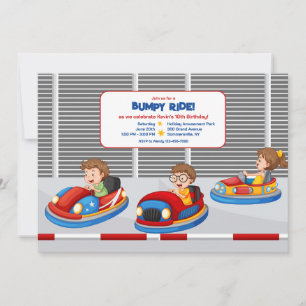 Invitation Fête d'anniversaire avec des voitures tamponneuses