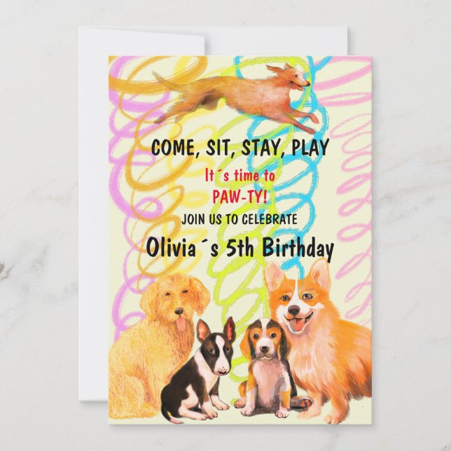 Invitation Fête d'anniversaire avec DOGGY AMIS (Devant)
