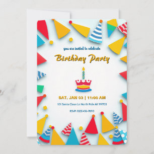 Invitation Fête d'anniversaire avec frontière des Casquettes