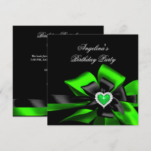Invitation Fête d'anniversaire avec image de cœur vert citron