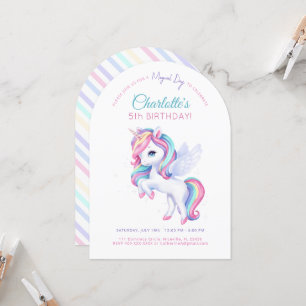 Invitation fête d'anniversaire avec licorne.