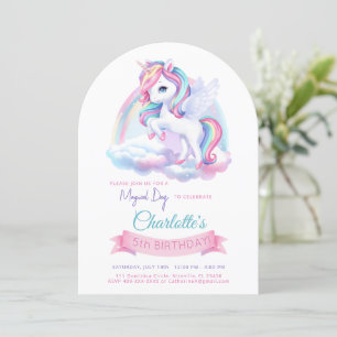 Invitation fête d'anniversaire avec licorne.