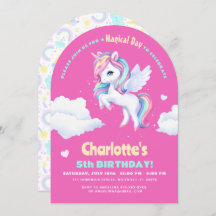 Invitation fête d'anniversaire avec licorne.