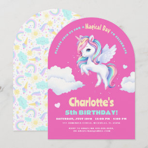 Invitation fête d'anniversaire avec licorne.