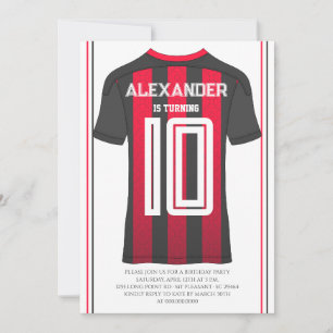 Invitation Fête d'anniversaire avec maillot de football à ray