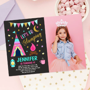 Invitation Fête d'anniversaire avec nuitée de glamping 