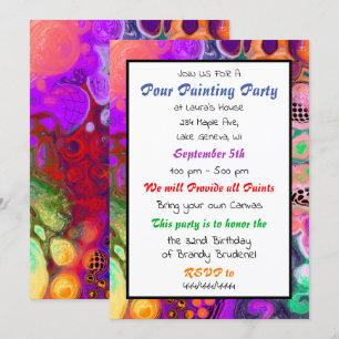 Invitation Fête d'anniversaire avec peinture au versement
