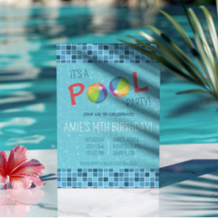 Invitation Fête d'anniversaire avec piscine