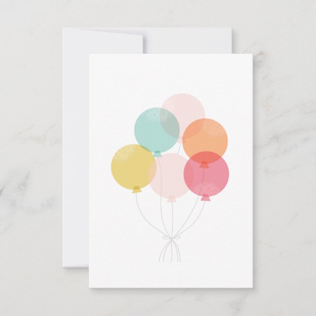 Invitation Fête d'anniversaire avec un bouquet de ballons mod (Devant)