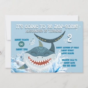 Invitation Fête d'anniversaire Baby shark tout âge