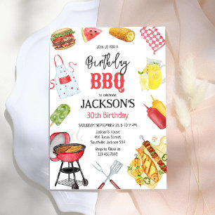Invitation Fête d'anniversaire BBQ Barbeque Grill Jardin 
