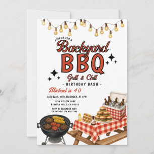 Invitation Fête d'anniversaire BBQ Grill & Chill dans le jard