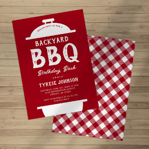 Invitation Fête d'anniversaire BBQ rustique dans la cour arri