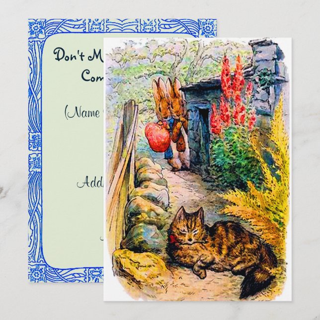 Invitation Fête d'anniversaire Beatrix Potters Bunnies regard (Devant / Derrière)