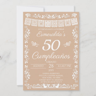 Invitation Fête d'anniversaire beige 50 ans