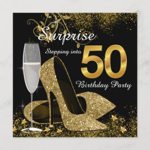 Invitation Fête d'anniversaire Black and Gold pour les 50 ans