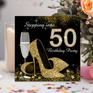 Invitation Fête d'anniversaire Black and Gold pour les 50 ans
