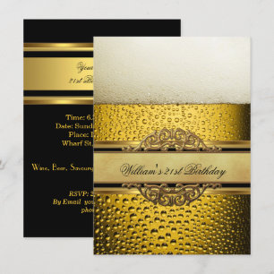 Invitation Fête d'anniversaire Black Gold de la 21e année de 