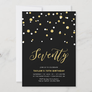 Invitation Fête d'anniversaire Black & Gold Simple Soixante-d