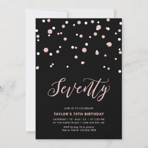 Invitation Fête d'anniversaire Black Rose or Simple Soixante-