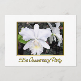Invitation Fête d'anniversaire blanche croquante 55