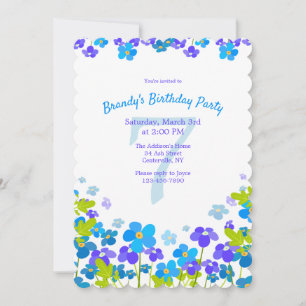 Invitation Fête d'anniversaire Bleu Ne m'oublie pas