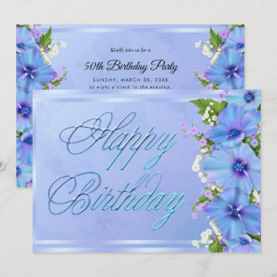 Invitation Fête d'anniversaire bleu romantique