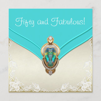 Invitation Fête d'anniversaire bleu sarcelle et or