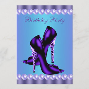 Invitation Fête d'anniversaire Bleu sarcelle et Violet