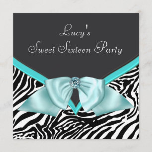 Invitation Fête d'anniversaire bleue turquoise du bonbon 16 à