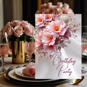 Invitation Fête d'anniversaire Blush Rose Fleurs de Lilas Soi