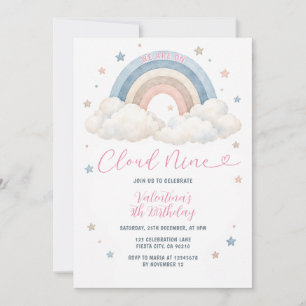 Invitation Fête d'anniversaire Boho Cloud Nine Pastel Rainbow