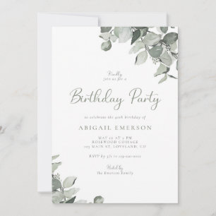 Invitation Fête d'anniversaire botanique à l'aquarelle