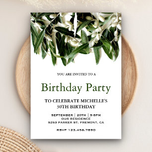 Invitation Fête d'anniversaire botanique aux feuilles de rame