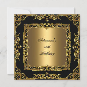 Invitation Fête d'anniversaire Broderie dorée 50ème Overlay n