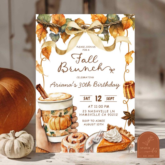 Invitation fête d'anniversaire brunch citrouille coquette d'a (Créateur téléchargé)