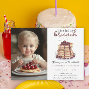 Invitation Fête d'anniversaire Brunch Crêpe à l'aquarelle pou