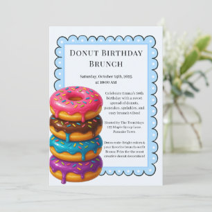 Invitation Fête d'anniversaire Brunch Crêpes & Donuts