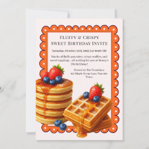 Invitation Fête d'anniversaire Brunch   Crêpes et gaufres 
