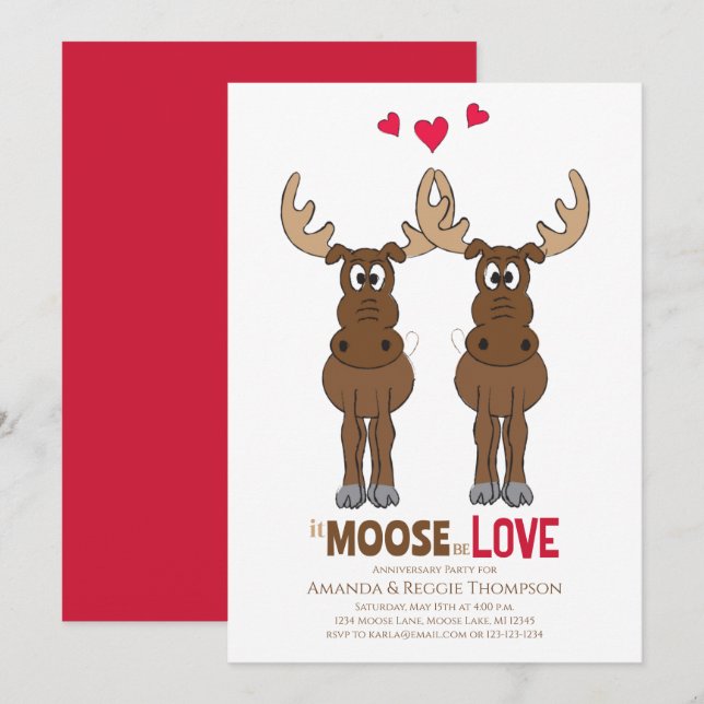 Invitation Fête d'anniversaire Ça doit être l'amour Mignon Ca (Devant / Derrière)