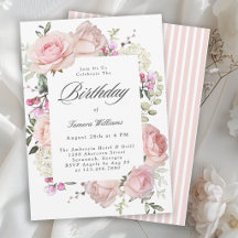 Fête d'anniversaire calligraphie Roses roses fémin
