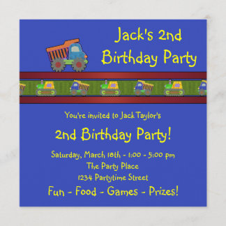Invitation Fête d'anniversaire camion à benne pour garçons