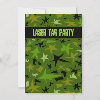Invitation Fête d'anniversaire camo stars pour adolescents ga