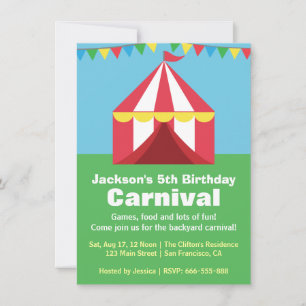Invitation Fête d'anniversaire Carnaval de jardin coloré