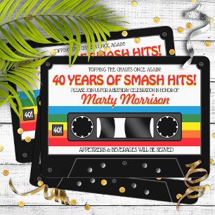 Invitation Fête d'anniversaire cassette rétro des années 80