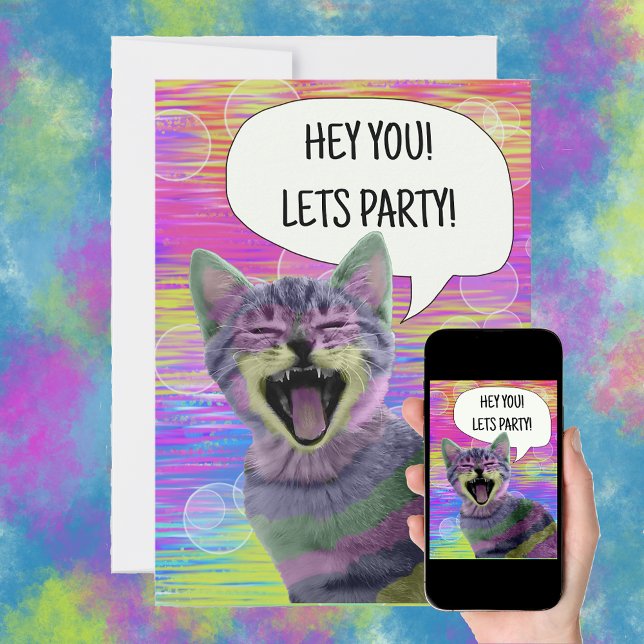 Invitation Fête d'anniversaire chat mignon punk chaton drôle  (Créateur téléchargé)